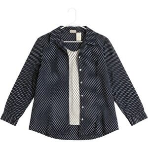 Napa Studio Womens Navy Blue White Diamond Polka Dot Layered Look Blouse Size 16